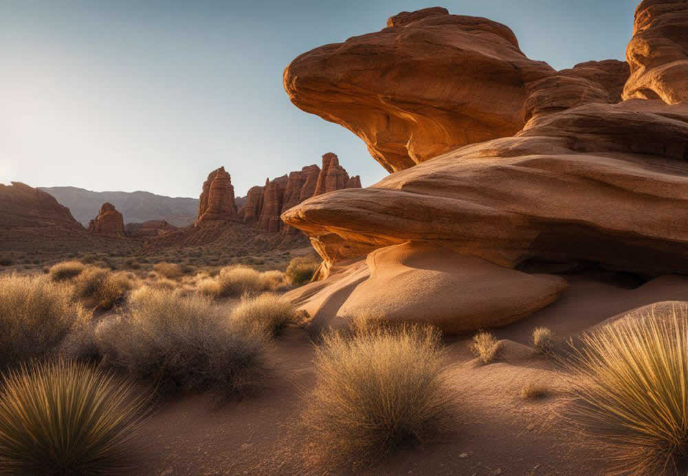 A rock formation in the desert