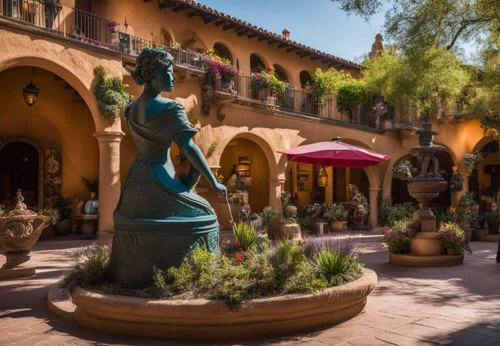 A statue in a courtyard