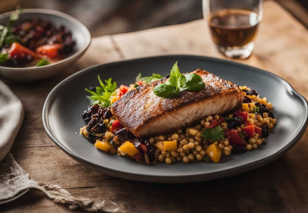 A plate of food on a table