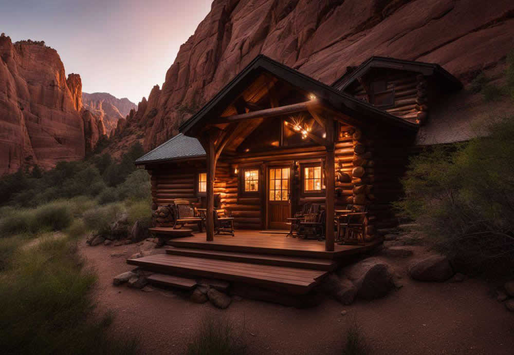 A log cabin in the mountains